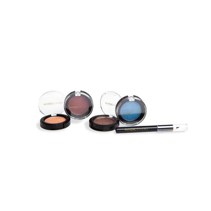 Magic Studio Colorful Color Lote Set de Maquillaje Sombra de Ojos y Lápiz + 4 Sombras + Lápiz 5 pz