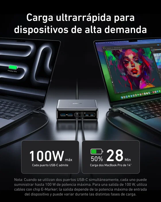 Anker Anker Prime Charger 200W Desktop GaN 4 x USB-C 2 x USB-A Negro Anker Anker Prime Charger 200W Desktop GaN 4 x USB-C 2 x USB-A Negro