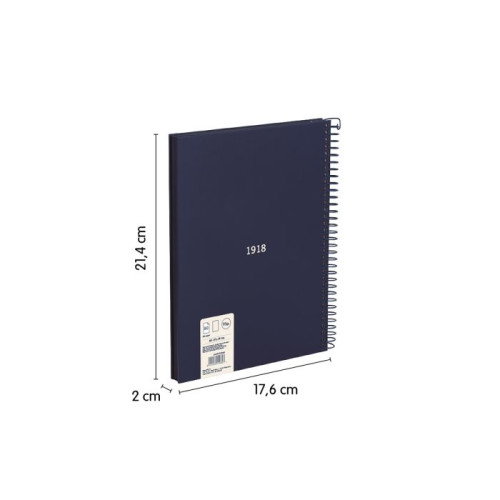 Milan Cuaderno A5 Tapa Dura Espiral 80 Hojas 95 Gr Azul Marino 57151E80B
