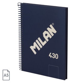 Milan Cuaderno A5 Tapa Dura Espiral 80 Hojas 95 Gr Azul Marino 57151E80B