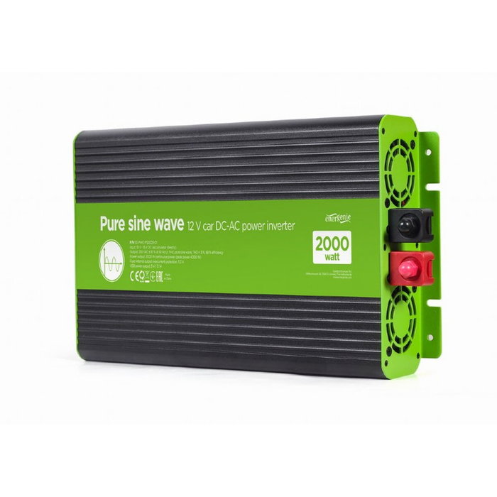 EnerGenie EG-PWC-PS2000-01 Inversor de Corriente Auto 2000 W Negro, Verde