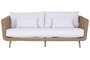 DKD Home Decor Sofá de Jardín Exterior 4 Piezas, Natural y Blanco, Ratan Sintético y Poliéster Desenfundable, 188 x 89 x 65 cm