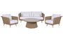 DKD Home Decor Sofá de Jardín Exterior 4 Piezas, Natural y Blanco, Ratan Sintético y Poliéster Desenfundable, 188 x 89 x 65 cm