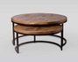 DKD Home Decor Set de 2 Mesas de Centro de Mango y Metal, 90x90x40 cm, Marrón
