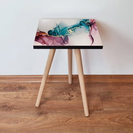 Hanah Home Mesa Auxiliar Shp230 Rosa, 100% MDF, Patas Madera de Haya, Elegancia y Funcionalidad para su Hogar
