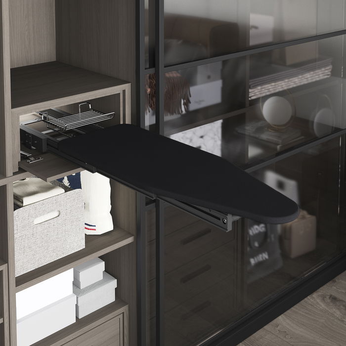 Emuca Tabla de planchar plegable y extraíble para mueble. Modelo: Iron Alu, Aluminio, Gris antracita Emuca Tabla de planchar plegable y extraíble para mueble. Modelo: Iron Alu, Aluminio, Gris antracita