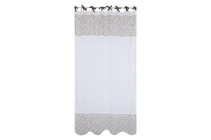 DKD Home Decor Nature23 Cortina Cottage Blanco Marron 260 x 260 x 140 cm (2 Unidades) Algodon Polyester