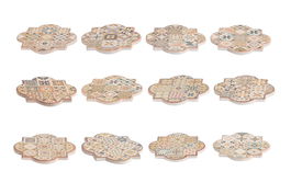 DKD Home Decor Posavasos Mediterraneo Azul Blanco 10.8 x 10.8 x 0.7 cm (72 Unidades)