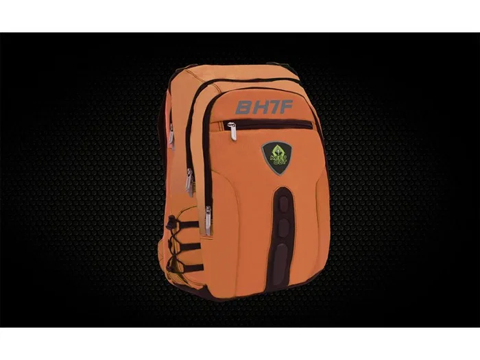 KeepOut BK7F Mochila Gaming para Portátil hasta 17 Pulgadas, Múltiples Compartimentos Acolchados, Naranja y Negro, Nylon e Imitación Piel