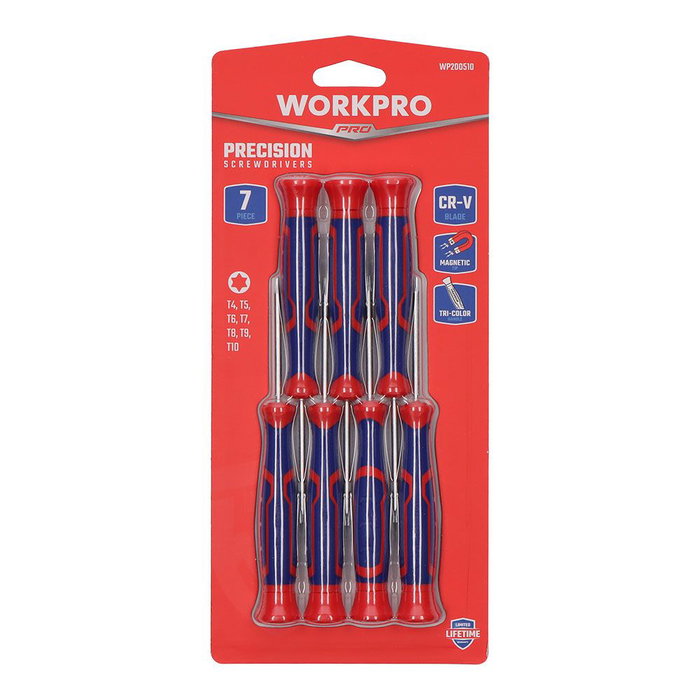 Workpro Juego de Destornilladores de Precisión Torx T4-T10, 7 Piezas