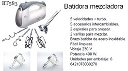 JATA BT583 Batidora y Mezcladora de 5 Velocidades con Función Turbo