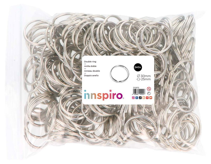 Innspiro Set de 240 Anillas Dobles Metálicas Plateadas de 30mm Innspiro Set de 240 Anillas Dobles Metálicas Plateadas de 30mm