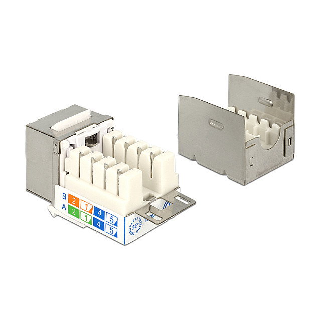 DeLOCK 86404 Módulo Keystone RJ45 Secure Cat.6 > LSA Plata