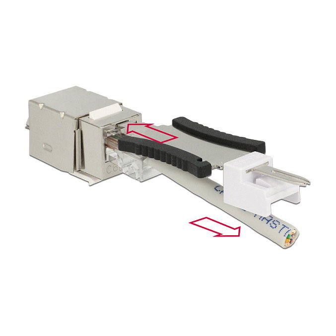 DeLOCK 86404 Módulo Keystone RJ45 Secure Cat.6 > LSA Plata