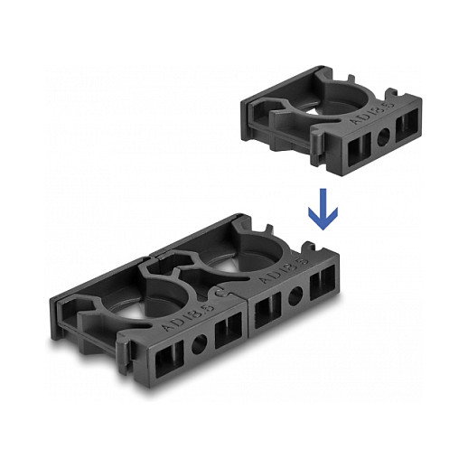 DeLOCK Soporte para funda de cable con clip de bloqueo 13 mm, Negro, 8 piezas