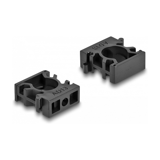 DeLOCK Soporte para funda de cable con clip de bloqueo 13 mm, Negro, 8 piezas