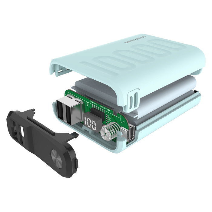 RealPower B-10000PD+ Nutopia Power Bank 10000mAh Carga Rápida USB-C 2xUSB-A Azul, Indicadores LED, CE