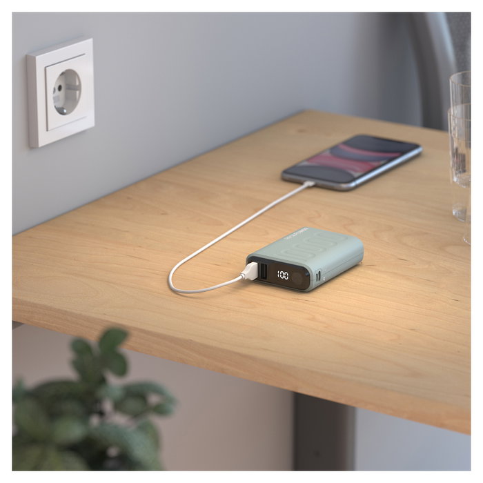 RealPower B-10000PD+ Nutopia Power Bank 10000mAh Carga Rápida USB-C 2xUSB-A Azul, Indicadores LED, CE