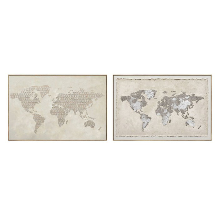 DKD Home Decor Cuadro Lienzo Mapamundi Surtido de 2 Unidades