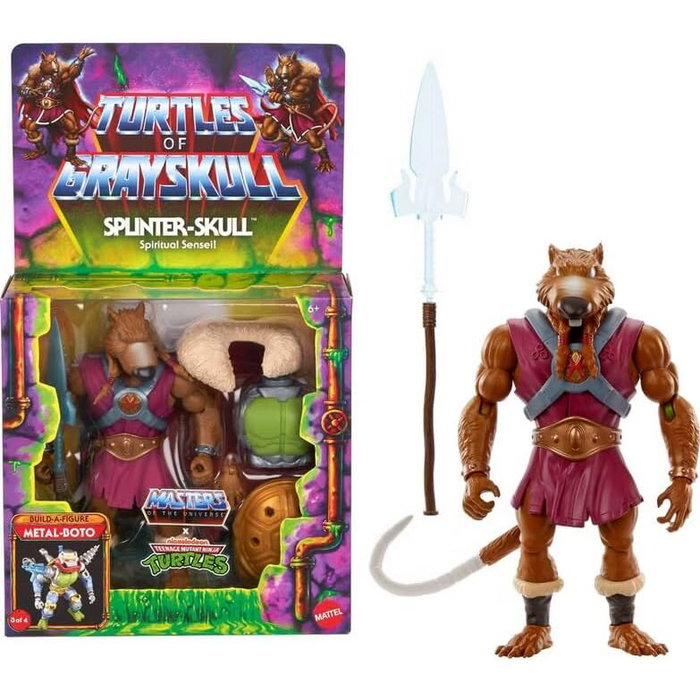 MATTEL Masters of the Universe Turtles of Grayskull Figura Splinter-Skull 14cm Articulada