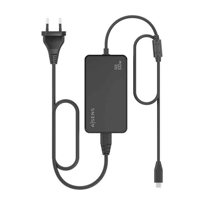 AISENS Cargador Sobremesa GaN 100W PD3.0 1xUSB-C Negro 1.8m