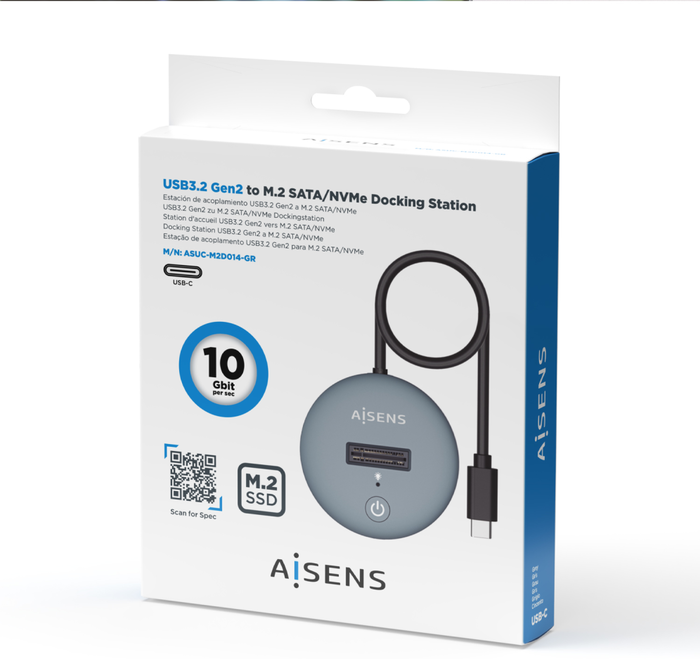 Aisens Dock USB-C M.2 SATA/NVMe ASUC-M2D014-GR Gris