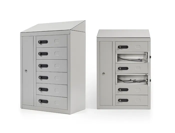 Iorder Armario Metálico para 32 Móviles con Cerradura de Combinación Numérica Color Gris Metalizado 280x285x500