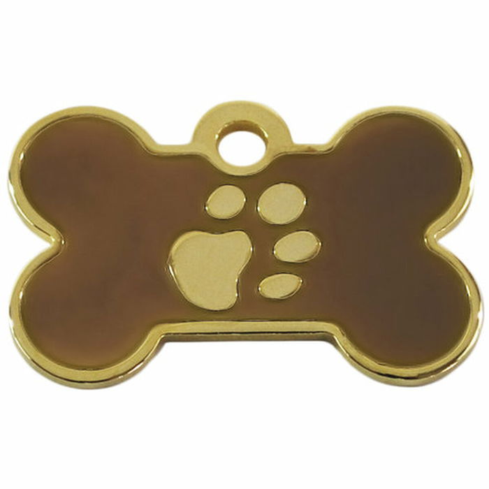 Placa identificativa para collar Imarc Bone Marrón Dorado