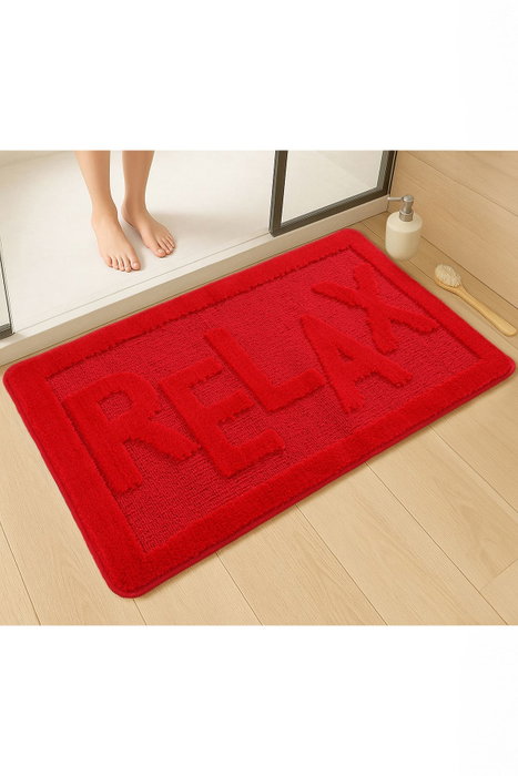 Mijölnir Alfombrilla de Baño Roja 60 x 100 cm Polipropileno Antideslizante Lavable