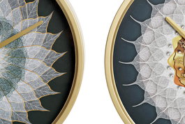 DKD Home Decor Reloj de Pared Moderno Turquesa y Dorado, Cristal y Hierro, 6 x 40 x 40 cm (2 Unidades)