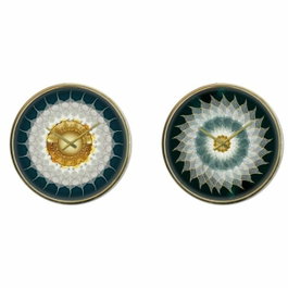 DKD Home Decor Reloj de Pared Moderno de Cristal y Hierro, Pack de 2 Surtido (Turquesa/Dorado)