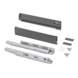 Emuca Cajón exterior Vertex con regulación 3D de altura 83mm, 40kg, profundidad 500mm, Acero, Gris antracita