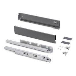 Emuca Kit de Cajón Exterior Vertex con Regulación 3D, 83mm de Altura, 500mm de Profundidad, Gris Antracita