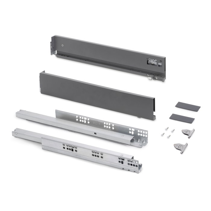 Emuca Kit de Cajón Exterior Vertex con Regulación 3D, 83mm de Altura, 500mm de Profundidad, Gris Antracita Emuca Kit de Cajón Exterior Vertex con Regulación 3D, 83mm de Altura, 500mm de Profundidad, Gris Antracita
