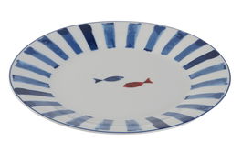 DKD Home Decor Plato Finisterre Atlantico Porcelana Azul Blanco 19 x 19 x 2 cm (12 Unidades)
