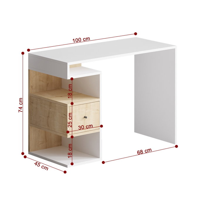 Hanah Home Escritorio Tempus Dec0140 Mesa de Estudio Aglomerado Melamina Blanco y Roble 100x45x74 cm Hanah Home Escritorio Tempus Dec0140 Mesa de Estudio Aglomerado Melamina Blanco y Roble 100x45x74 cm