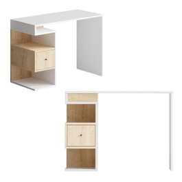 Hanah Home Escritorio Tempus Dec0140 Mesa de Estudio Aglomerado Melamina Blanco y Roble 100x45x74 cm
