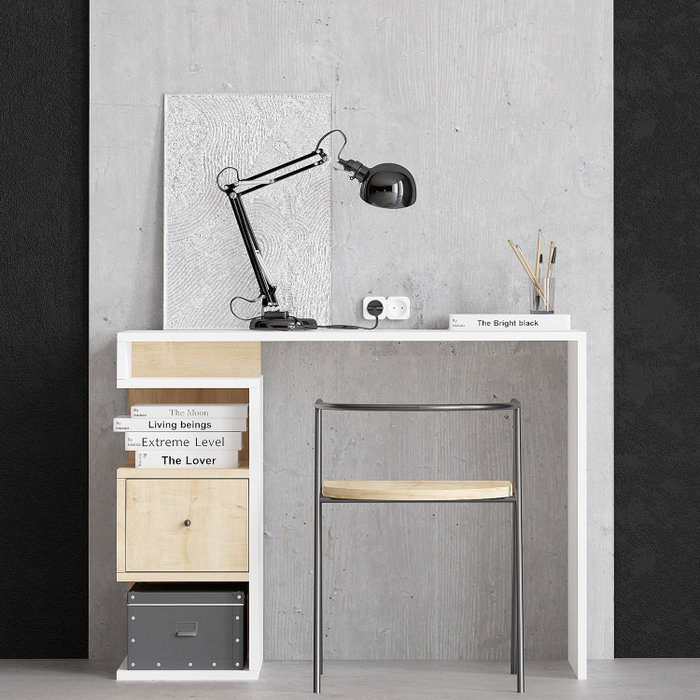 Hanah Home Escritorio Tempus Dec0140 Mesa de Estudio Aglomerado Melamina Blanco y Roble 100x45x74 cm Hanah Home Escritorio Tempus Dec0140 Mesa de Estudio Aglomerado Melamina Blanco y Roble 100x45x74 cm