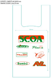 SCOA Bolsas de Plástico Tipo Camiseta 40/26x50 cm Blanco