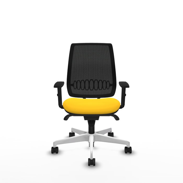 PIQUERAS Y CRESPO Alares Silla de Oficina con Mecanismo Sincro, Malla Negra y Asiento Amarillo