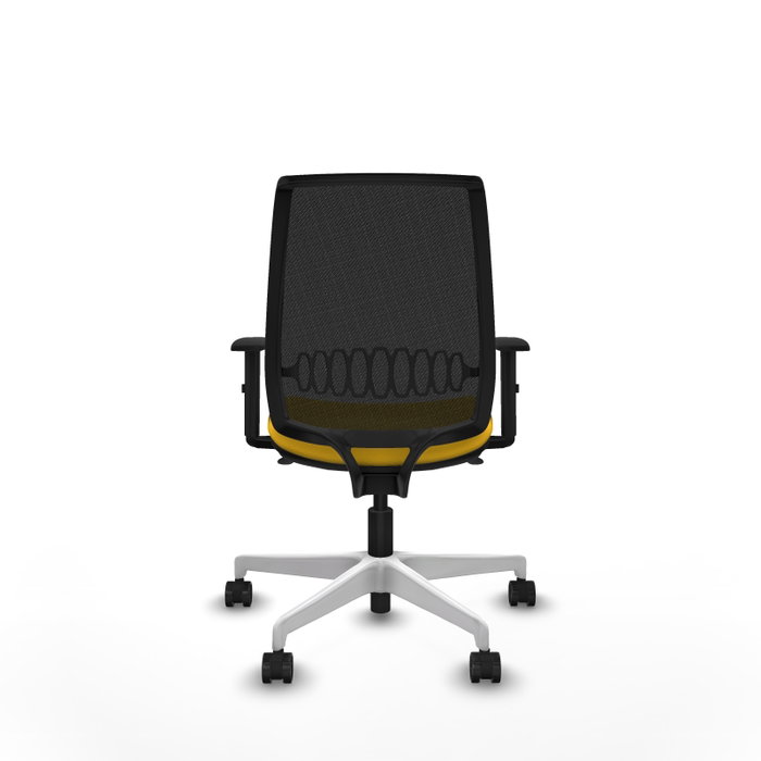 PIQUERAS Y CRESPO Alares Silla de Oficina con Mecanismo Sincro, Malla Negra y Asiento Amarillo