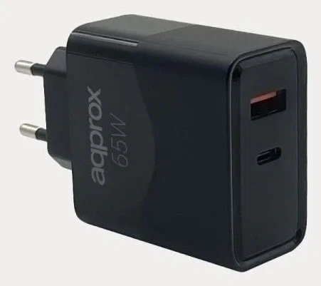 Cargador de pared approx appusbwall65w 1xusb-c pd 1xusb-a 65w cable usb-a a usb-c incluido Cargador de pared approx appusbwall65w 1xusb-c pd 1xusb-a 65w cable usb-a a usb-c incluido