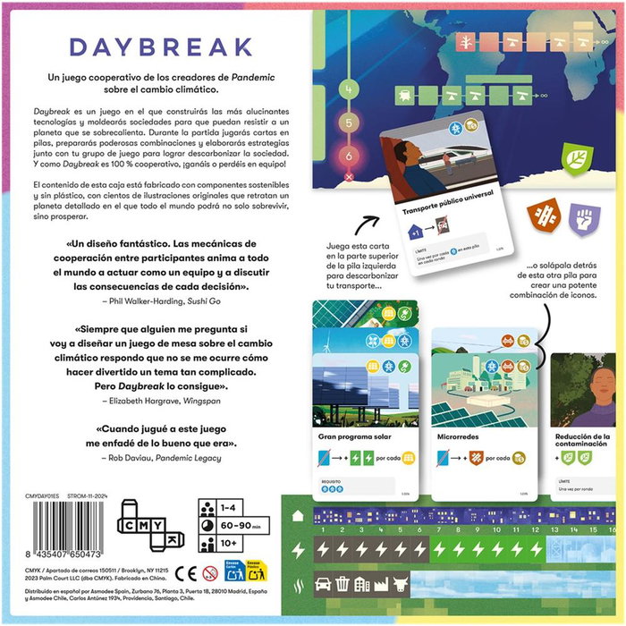 Juego de Mesa Daybreak - Juego Cooperativo de Estrategia y Cambio Climático para 1-4 Jugadores, a Partir de 10 Años, en Español (CMYDAY01ES)