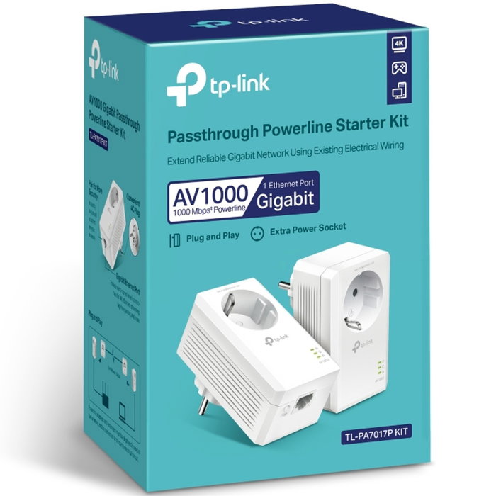 Tp-link TL-PA7017P Kit Adaptadores Powerline AV1000 Gigabit con Enchufe UE