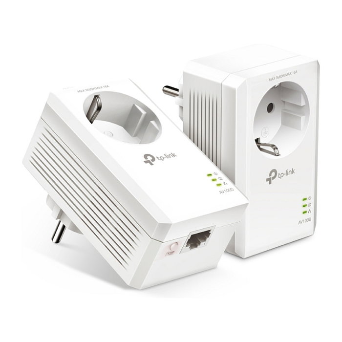 TP-Link TL-PA7017P KIT Adaptador Powerline AV1000 Gigabit con Enchufe Integrado, Pack de 2