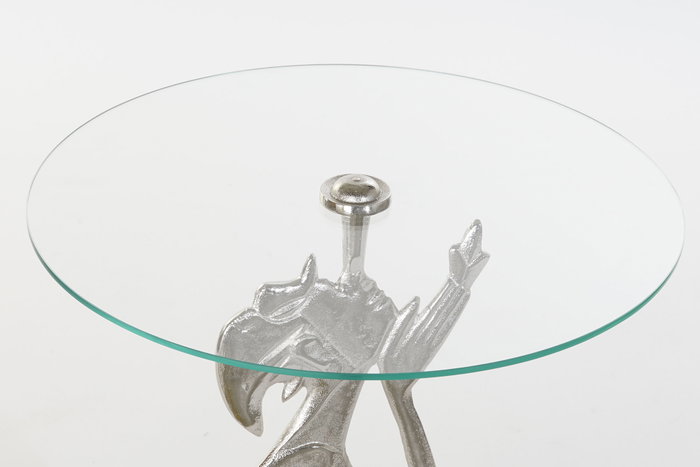 DKD Home Decor Indio Mesita Auxiliar Cristal Plateado Transparente 46 x 72 x 46 cm