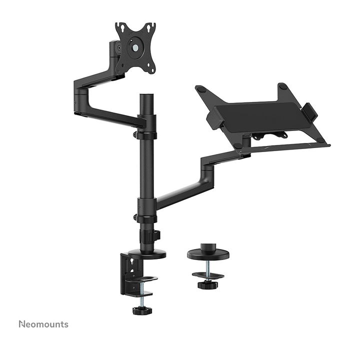 Newstar DS20-425BL2 - Neomounts Tischhalterung para Monitor 17-27 Pulgadas y Laptop 11.6-17.3 Pulgadas, Soporte de Escritorio, Negro