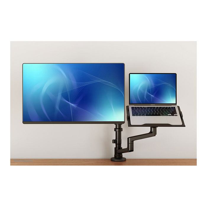 Newstar DS20-425BL2 - Neomounts Tischhalterung para Monitor 17-27 Pulgadas y Laptop 11.6-17.3 Pulgadas, Soporte de Escritorio, Negro