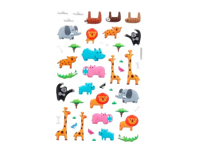 Imaginovo Pegatinas Cute Animales Safari con Relieve 190x105 mm