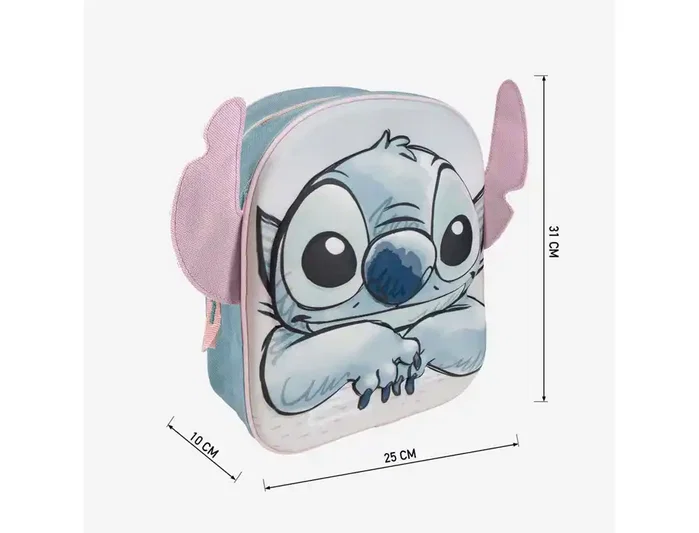 Cerdá Mochila Infantil 3D Aplicaciones Stitch Azul Claro